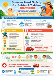 Info Graphic on Summer Heat Safety for Children Aged 0-3